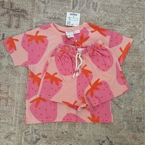 Pink and Red Strawberry Print Set